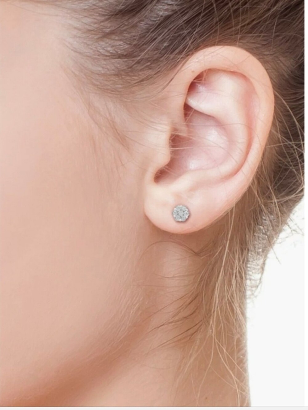 NWOT Effy Diamond Cluster Flower Stud Earrings - Sterling Silver - Picture 5 of 5